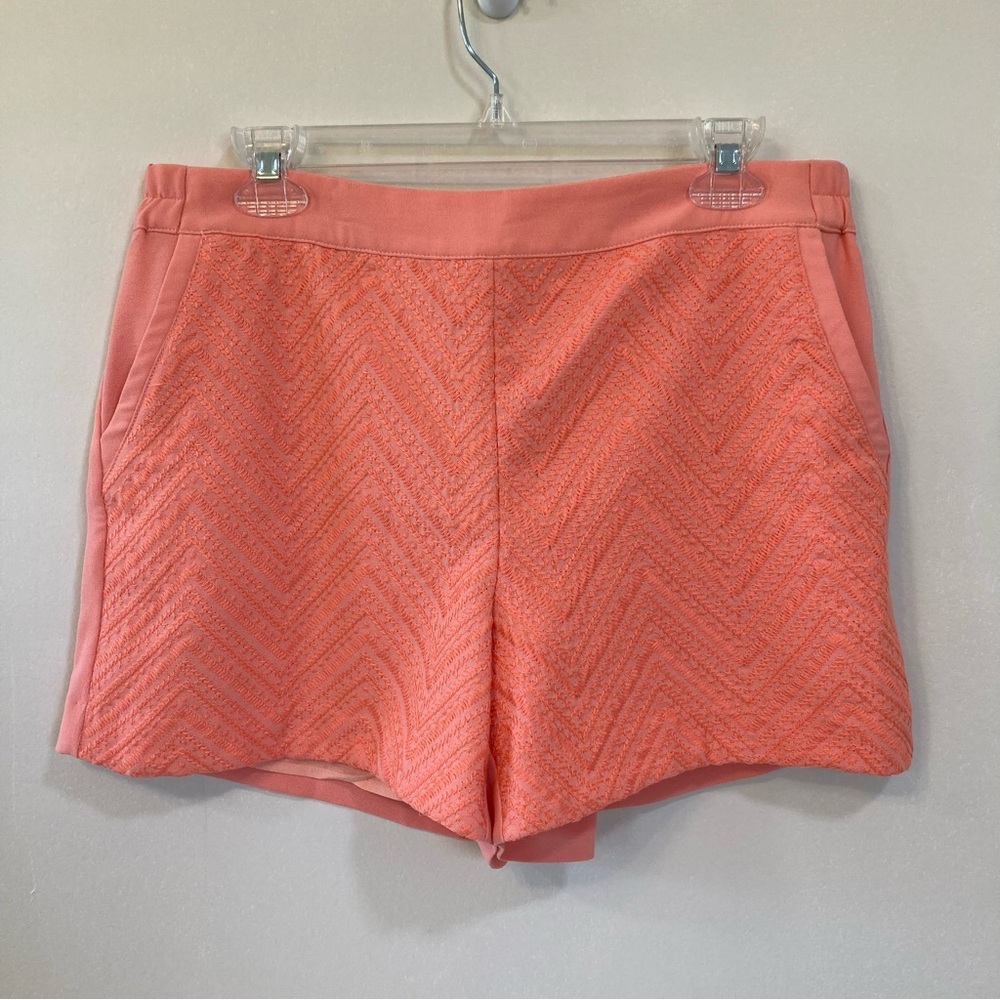 Skies Are Blue Lined Embroidered Shorts Sz L Womens Coral Pockets